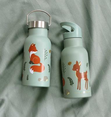 Roestvrijstalen fles voor kinderen BOSVRIENDEN A Little Lovely Company, 350 ml mintgroen