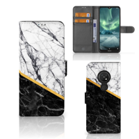 Nokia 7.2 | Nokia 6.2 | Bookcase | Marmer Wit Zwart - Origineel Cadeau Man - thumbnail