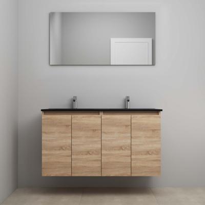 On-Line Badkamermeubelset - 120 cm - Voorgemonteerd - Greeploze Ladestructuur - Acryl Wastafel - 2 Kraangaten - Spiegel - Eiken - V02