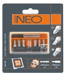Neo Tools Bitset 7 Bithouder Magnetisch S2 Staal Neo Tools Bitset 7 Bithouder Magnetisch S2 Staal