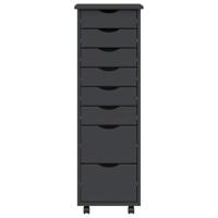 Ladekast MOSS verrijdbaar massief grenenhout grijs - thumbnail