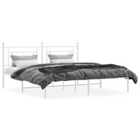 Bedframe met hoofdbord metaal wit 180x200 cm - thumbnail