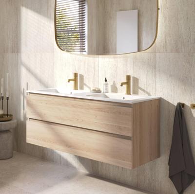 Ben Tendenza badmeubel incl. keramische wastafel met 2 kraangaten 120x46x52cm urban oak