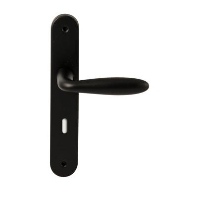 Hardbrass Deurkruk Istanbul op ovaal langschild sleutelgat 72mm - zwart Hardbrass Deurkruk Istanbul op ovaal langschild sleutelgat 72mm - zwart