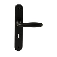 Hardbrass Deurkruk Istanbul op ovaal langschild sleutelgat 72mm - zwart - thumbnail