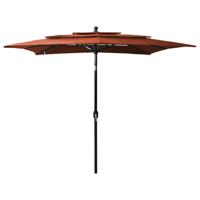 VidaXL Parasol 3-laags met aluminium paal 2,5x2,5 m terracottakleurig - thumbnail
