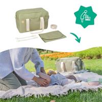 Badabulle Bowling luiertas - Grote capaciteit 20L - Inclusief aankleedkussen en kinderwagenbevestigingen, Olijfgroen - thumbnail