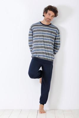 Blauw-grijs gestreepte herenpyjama van Hajo