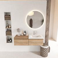 MONDIAZ BUKLA 120cm badmeubel met module 60 kleur Washed Oak met 2 lades. Wastafel CLOUD rechts 1 kraangat kleur Talc. - thumbnail