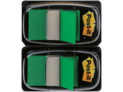 Post-it index standaard, ft 24,4 x 43,2 mm, houder met 2 x 50 tabs, groen