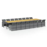 17-delige Tuinset met kussens poly rattan grijs - thumbnail