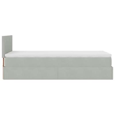 Ottoman bed met matras en LED's 100x200 cm fluweel lichtgrijs