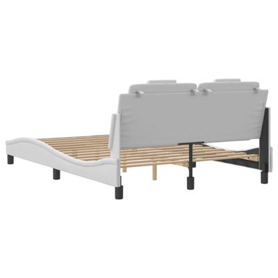 Bedframe met hoofdbord kunstleer wit 140x200 cm