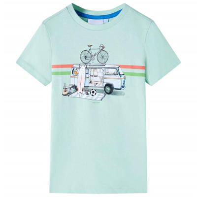 Kindershirt met busjesprint 92 lichtmintkleurig Kindershirt met busjesprint 92 lichtmintkleurig