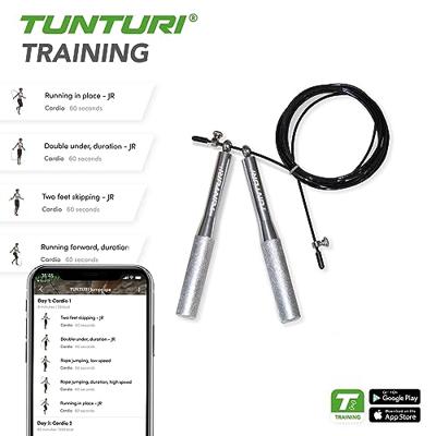 Tunturi verstelbare springtouw l staal l alu handvatten met lagers l 300 cm l zilver - thumbnail
