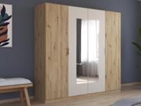 Kledingkast MANOZA 4 deuren artisan eik/beige met spiegel - thumbnail