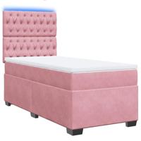 Boxspring met matras fluweel roze 100x200 cm - thumbnail