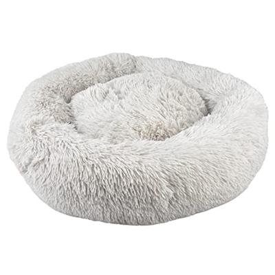 duvoplus, Kussen donut L - 60 x 60 x 17 cm, grijs, zacht kussen met lange pool, extra rand, comfortabel en behaaglijk, voor kleine rassen, anti-stress-kussen, antislip onderkant