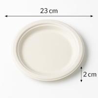 Bord pure, rond, wit, diameter 23 cm, uit suikerriet, pak van 50 stuks - thumbnail