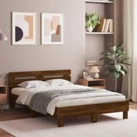 Bedframe met hoofdeinde en LED bruin eikenkleur 135x190 cm - thumbnail