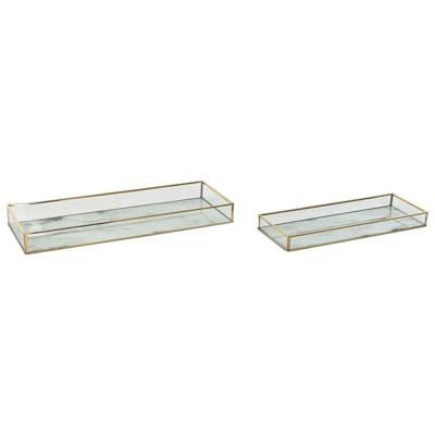 Set van trays Home ESPRIT Wit Gouden Metaal Kristal 42 x 15 x 4 cm (2 Stuks) Set van trays Home ESPRIT Wit Gouden Metaal Kristal 42 x 15 x 4 cm (2 Stuks)