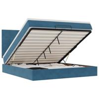 Ottoman bed met matrassen 180x200cm fluweel donkerblauw - thumbnail