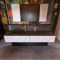 Badkamermeubelset Mondiaz Erin 200 cm met 2 Lades met RIDGE Wastafel Links Urban met 1 kraangat Greeploos Mat Carrara - thumbnail