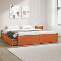 Bedframe met lade Wasbruin 120 x 200 cm Massief Vurenhout - thumbnail
