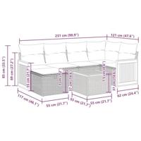 7-delige Loungeset met kussens poly rattan zwart - thumbnail