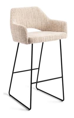 Jesper Home Barkruk 'Yanai' Slide Black, kleur Caramel Grid (zithoogte 75cm)