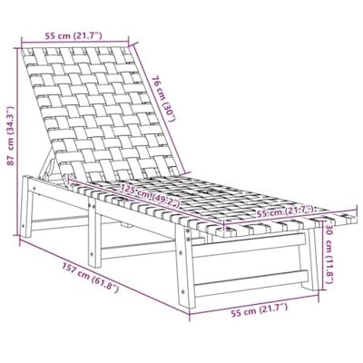 Ligbed massief acaciahout en stof donkerblauw