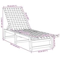 Ligbed massief acaciahout en stof donkerblauw - thumbnail