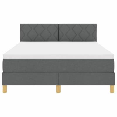 Boxspring Bed met Matras & LED Donkergrijs 140x190 cm Stof