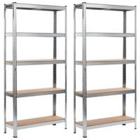 vidaXL Opbergrekken 2 st 90x30x180 cm staal en MDF zilverkleurig - thumbnail