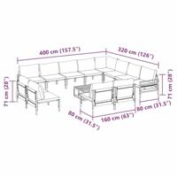 Tuinbankenset met kussen 13 pcs Zwart Staal - thumbnail