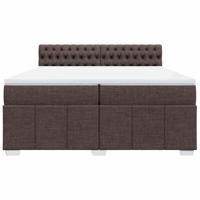Boxspring met matras stof donkerbruin 200x200 cm - thumbnail