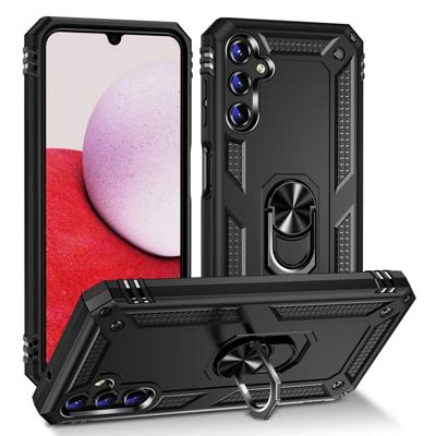 Lunso - Samsung Galaxy A14 5G - Armor backcover hoes met ringhouder - Zwart