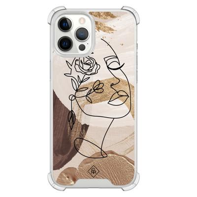 iPhone 12 Pro Max shockproof hoesje - Abstract gezicht bruin iPhone 12 Pro Max shockproof hoesje - Abstract gezicht bruin