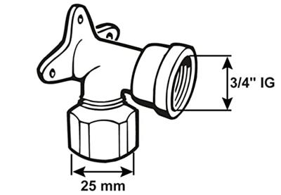 Cornat Messing Wandstuk 25Mm X 3/4V Ms - T617025