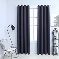 VidaXL Gordijnen verduisterend met ringen 2 st 140x225 cm antraciet - thumbnail