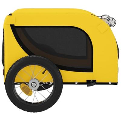 Hondenfietstrailer oxford stof en ijzer geel en zwart - thumbnail