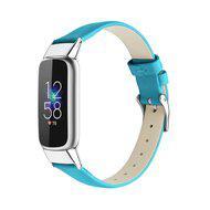 Fitbit Luxe - Leren bandje - Maat: Small - Blauw - thumbnail
