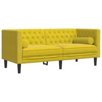 Tweezitsbank Chesterfield-stijl en bolsters fluweel geel - thumbnail
