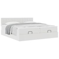 Ottoman bed met matrassen 180x200cm kunstleer wit - thumbnail