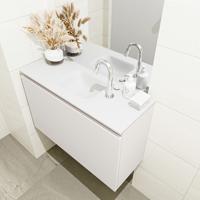 MONDIAZ OLAN 80cm toiletmeubel linen. LEX wastafel talc midden 1 kraangat - thumbnail