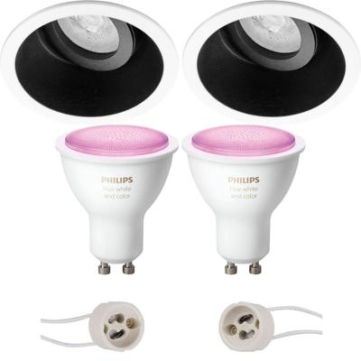 Philips Hue LED Spot Set GU10 - Kantelbaar Ø93mm - Mat Zwart/Wit