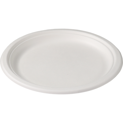 Depa Bord | rond | 1-vaks | bagasse (suikerrietpulp) | Ø23cm | wit | 160 stuks