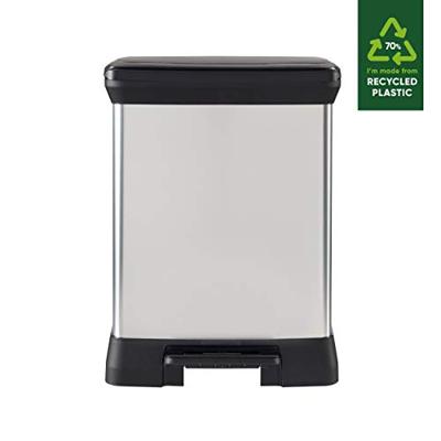 Curver decobin duo pedaalemmer rechthoekig 10 liter + 18 liter + binnenemmers zilver metallic
