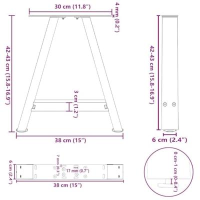 Salontafelpoten 2 st A-vormig 38x(42-43) cm staal wit