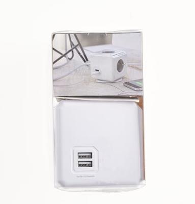 Allocacoc 1407/DEEUPC Stekkerdoos | PowerCube Extended | 2x USB-A poorten | 4 Sockets | Wit/Grijs| 3 meter